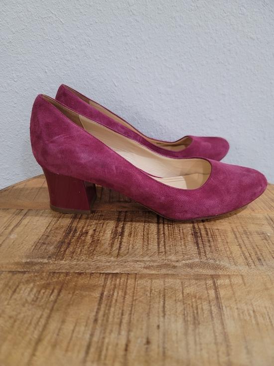 Cole Hahn Shoes - Women's Suede Block Heel Pumps in Plum